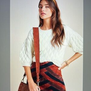 Anthropologie Bonnie Quilted Eyelash Sweater